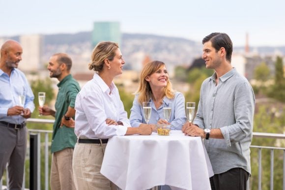 People socializing at aperitif