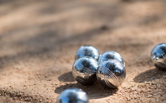 Pentaque balls lying on the ground
