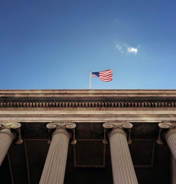 DC skyline at night with view of the White House and the Washington Monument