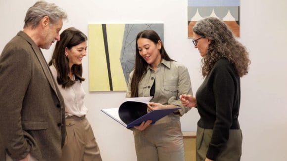 People at an art exhibition