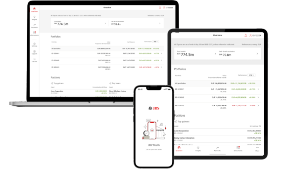 UBS Wealth app screens