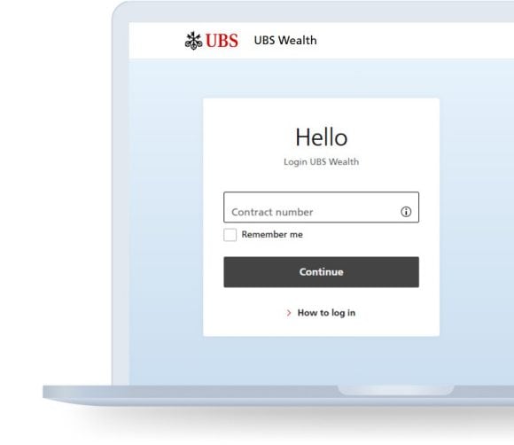 Logging in to UBS Wealth via web browser - Step 1