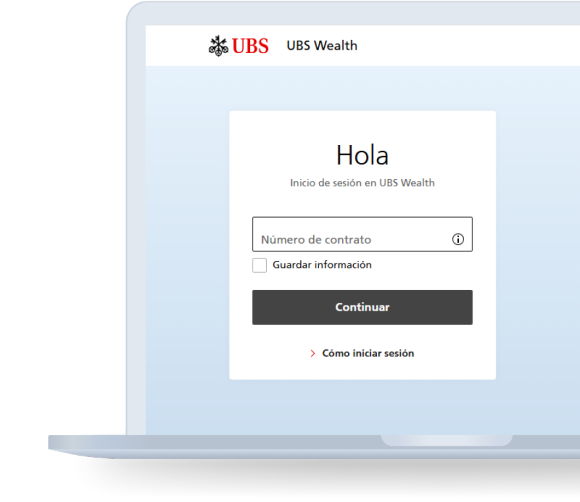 Inicio de sesión en UBS Wealth desde un navegador web - Paso 1
