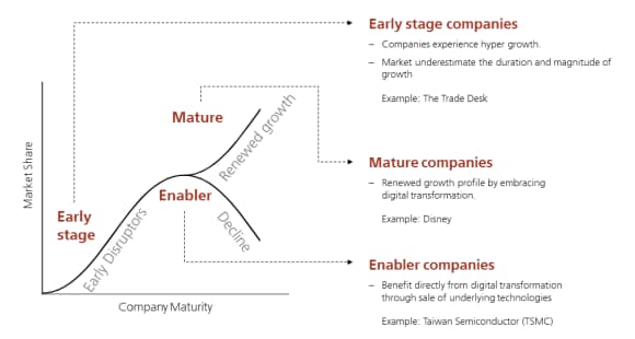 We invest at various stages of the a company’s cycle from early stage, mature to enabler companies.