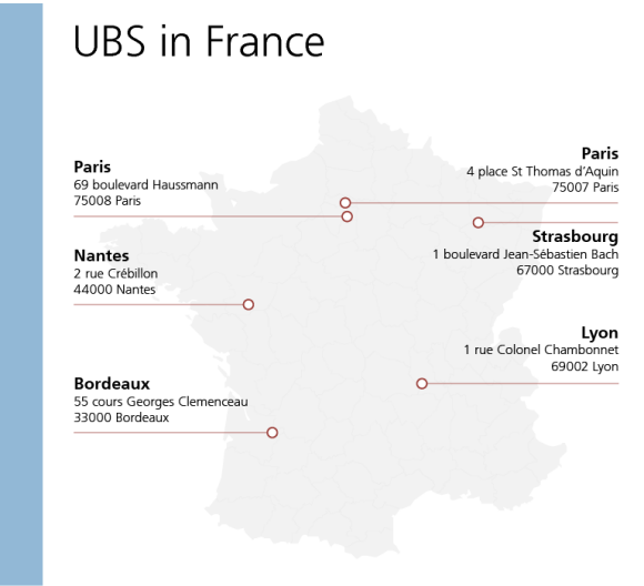 UBS in France office locations map