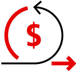 Grafik mit Kreis aus Pfeilen um ein Dollarzeichen