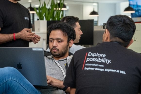 Employee working on laptop