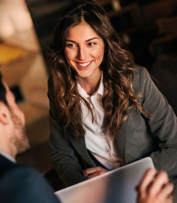 Internship participant having a meeting with a colleague
