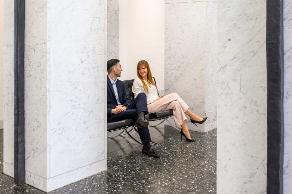 Two colleagues are talking