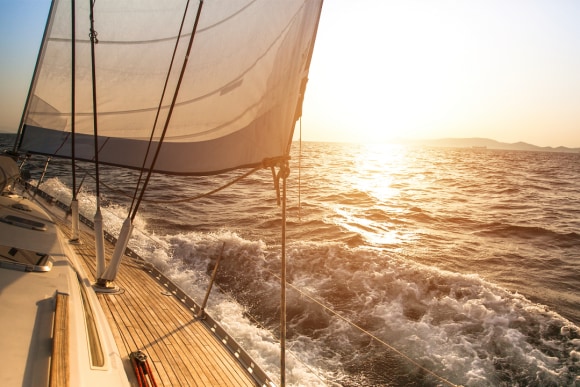 Boat and sea waves