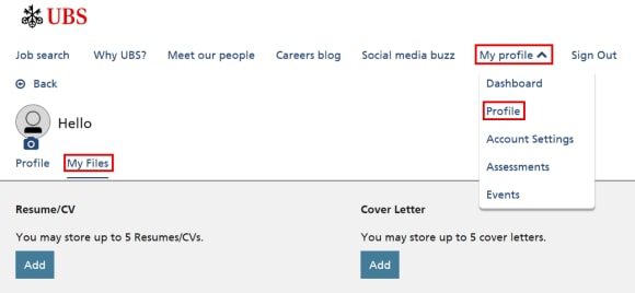 Screenshot of How to upload your latest CV on My Profile