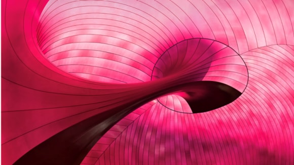 Abstract red curved structure with flowing lines