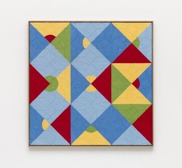 ‘Possibilities of a Structure: Nine Circles: 1.2.47,’ 2017 Wool yarn on wooden board covered with Campeche wax