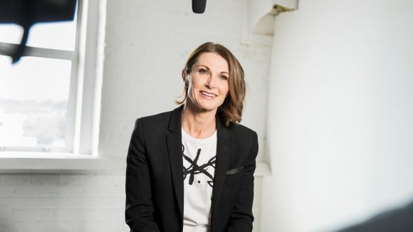 Woman interview setup