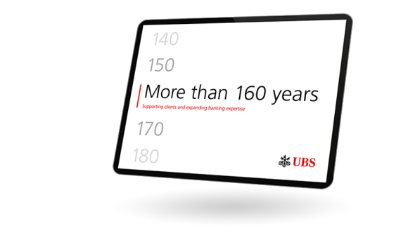 Tablet with More than 160 years of history of UBS text