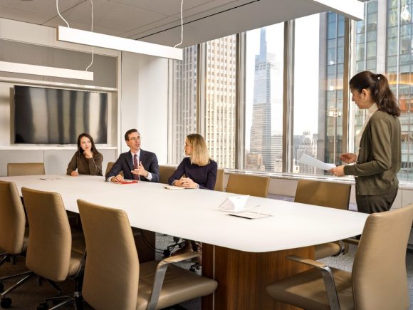 Meeting in conference room at UBS 1285 Avenue of Americas, New York