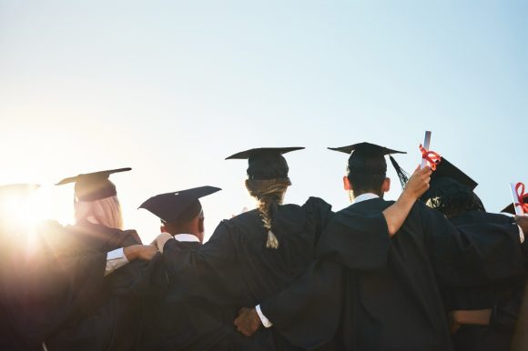 Students celebrating graduation