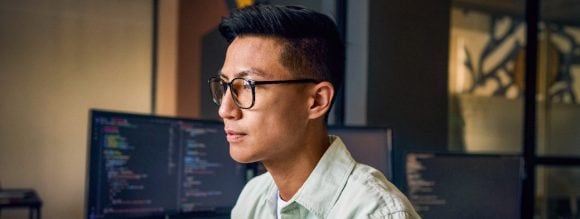 Computer programmer at work