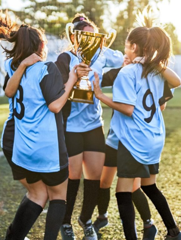 Soccer girls celebrating success