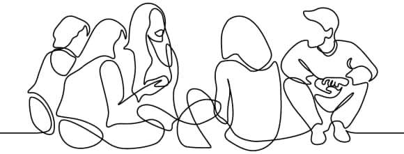 Illustration of group of students discussing