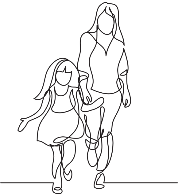 Illustration of mother and daughter