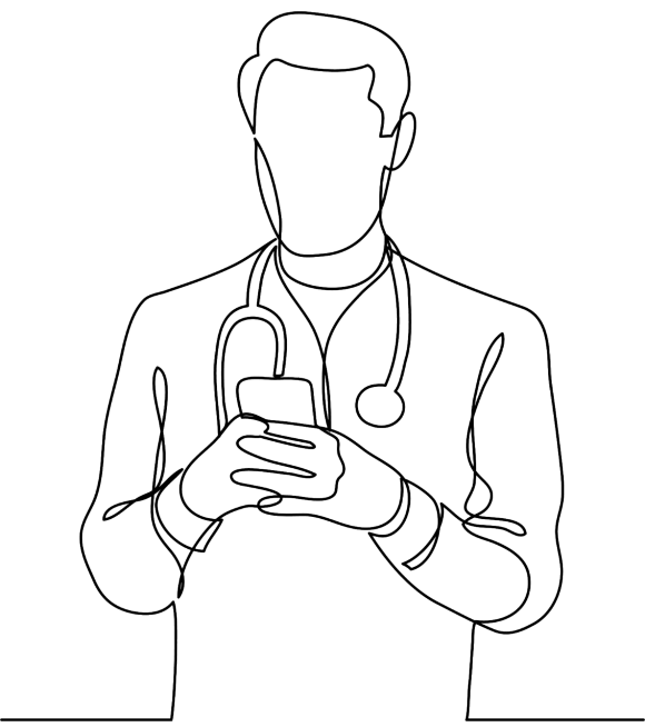 Illustration of male doctor looking at his smartphone