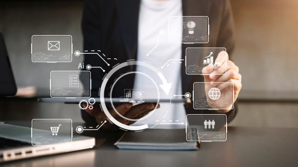 Person working on AI and data analytics interferance