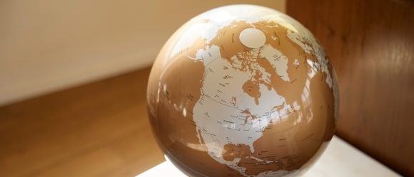 Globe on marble table