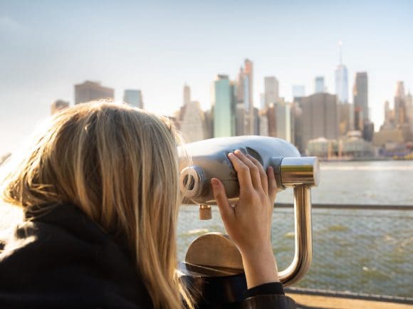 lady with binoculars