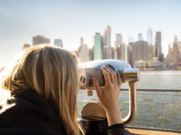 lady with binoculars