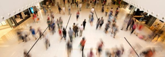 People walking with motion blur