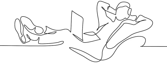 Illustration on man relaxing with book