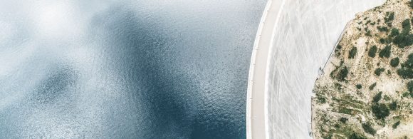 Aerial view of a dam wall