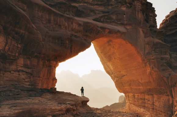 Stunning rock arch in a desert landscape