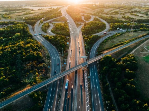 Aerial view of motorway