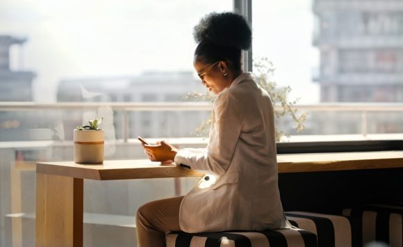 Businesswoman with smartphone