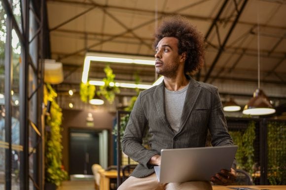 Entrepreneur sitting in office