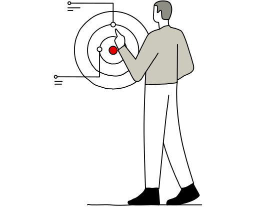  Ilustración de una persona analizando un objetivo con datos