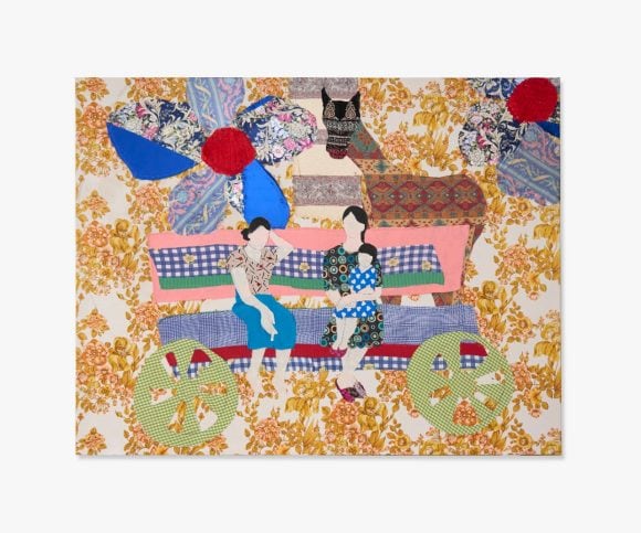 ‘Andro Drom (On the Way),’ 2016年 纺织品、丙烯颜料、混合媒材、木画布框