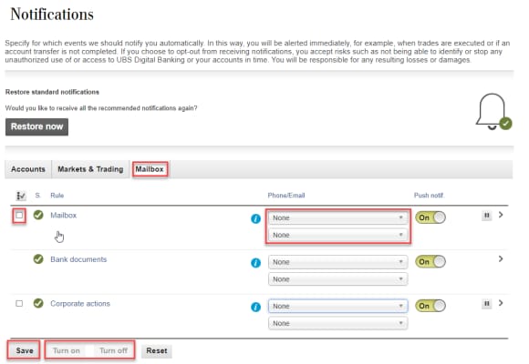 Select Email and Save on Ebanking
