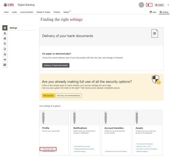Digital Banking Setting