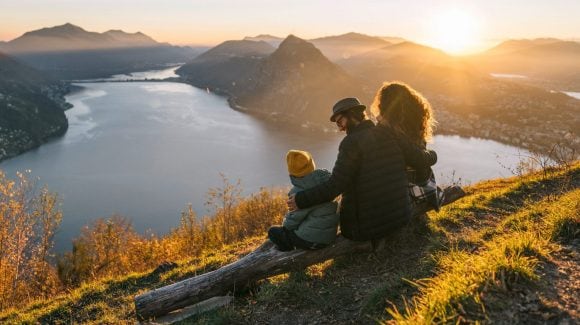 Family on mountain top