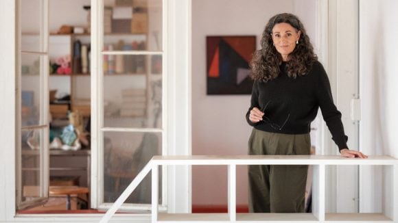 Collector in art studio