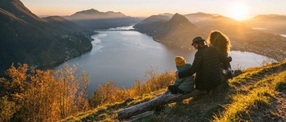 Family on mountain
