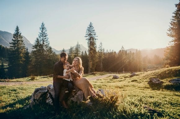 Family resting in nature