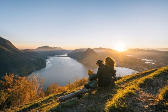 Family on mountain