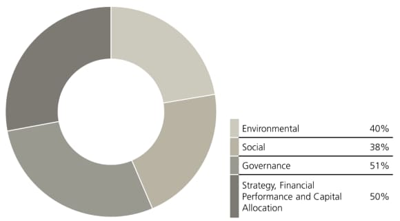 Engagement meetings are centered around these ESG topics: environmental, social and governance as well as strategy, financial performance and capital allocation.