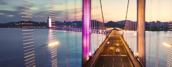 Cross-sea bridge at night