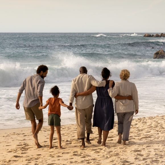 Family on beach