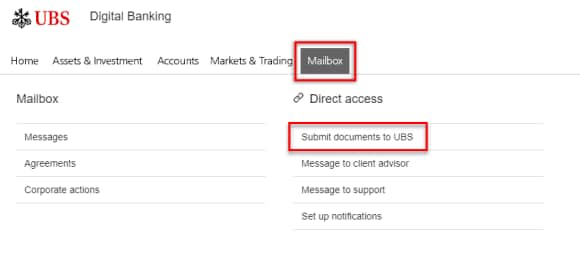 Submit documents to UBS